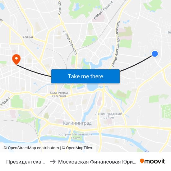 Президентская Академия to Московская Финансовая Юридическая Академия map