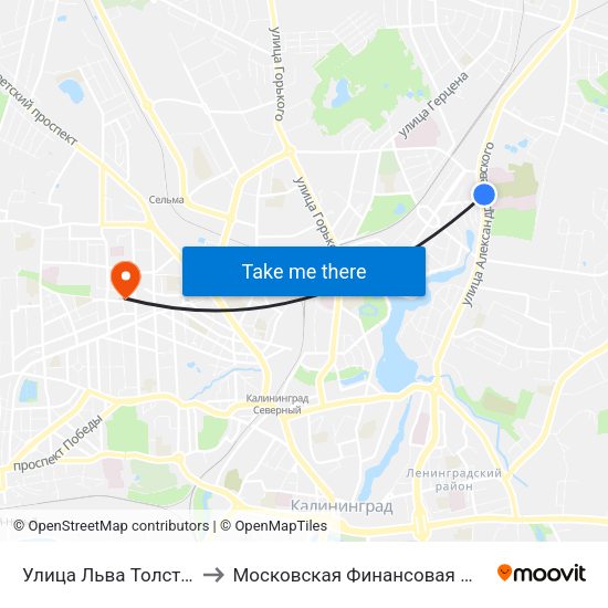 Улица  Льва Толстого (Из Центра) to Московская Финансовая Юридическая Академия map