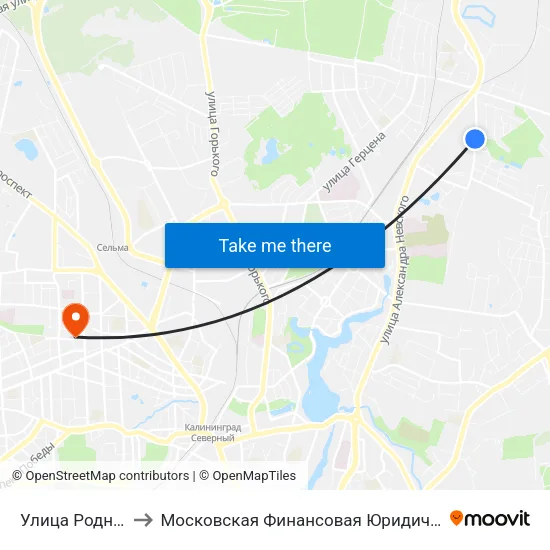 Улица Родниковая to Московская Финансовая Юридическая Академия map