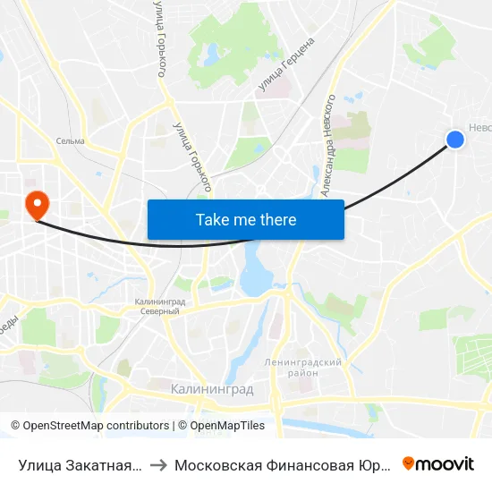 Улица Закатная (Из Центра) to Московская Финансовая Юридическая Академия map