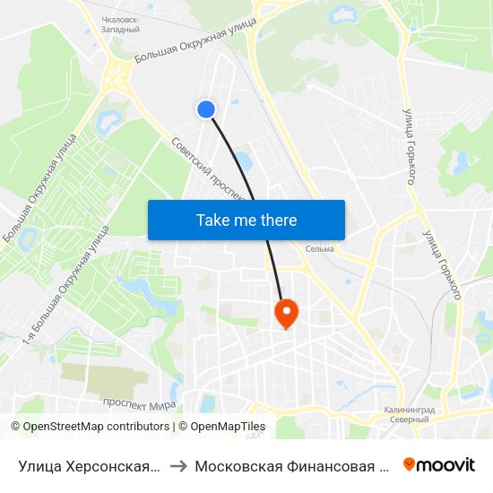 Улица Херсонская (По Требованию) to Московская Финансовая Юридическая Академия map