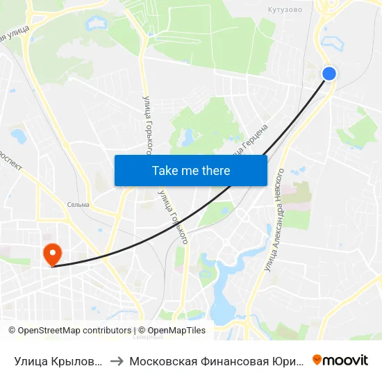 Улица Крылова (В Центр) to Московская Финансовая Юридическая Академия map