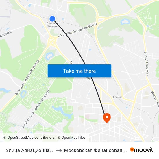 Улица Авиационная (По Требованию) to Московская Финансовая Юридическая Академия map