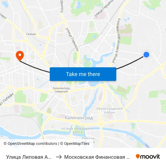 Улица Липовая Аллея (Из Центра) to Московская Финансовая Юридическая Академия map