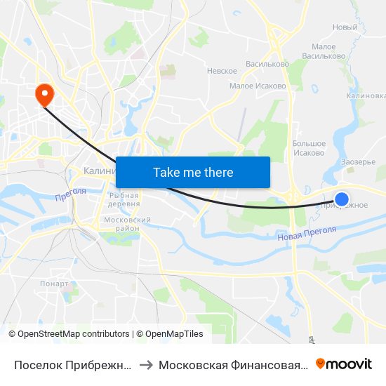 Поселок Прибрежное (По Требованию) to Московская Финансовая Юридическая Академия map