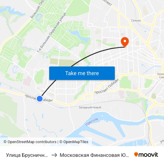 Улица Брусничная (Конечная) to Московская Финансовая Юридическая Академия map