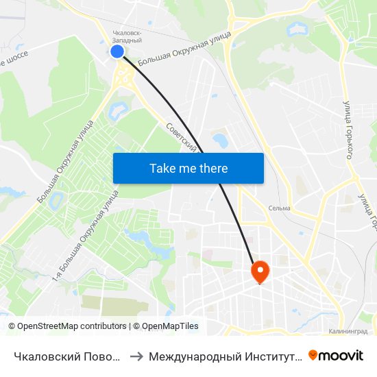 Чкаловский Поворот (Из Центра) to Международный Институт Экономики и Права map