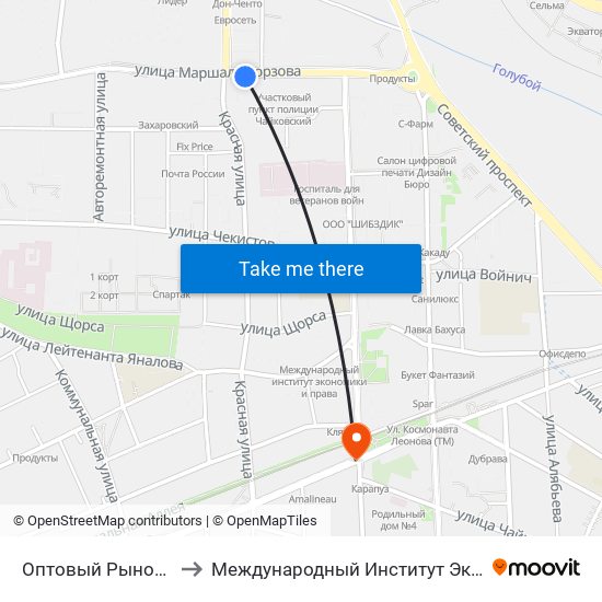 Оптовый Рынок (В Центр) to Международный Институт Экономики и Права map