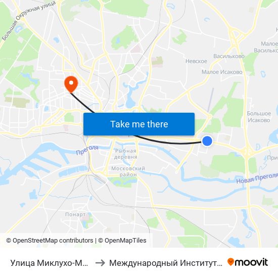 Улица Миклухо-Маклая (В Центр) to Международный Институт Экономики и Права map