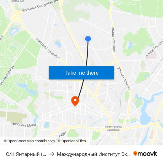 С/К Янтарный (Конечная) to Международный Институт Экономики и Права map