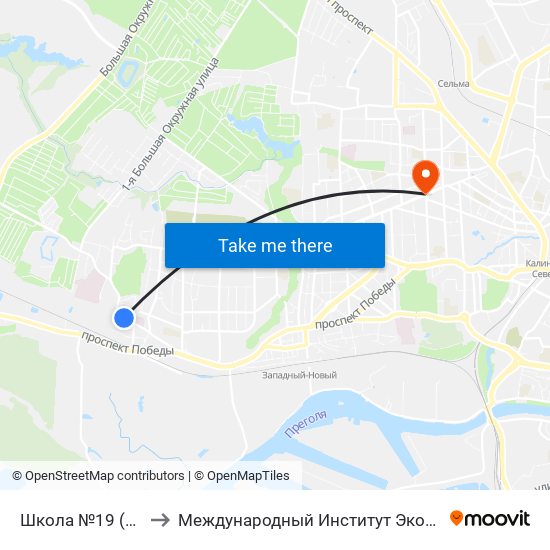 Школа №19 (В Центр) to Международный Институт Экономики и Права map