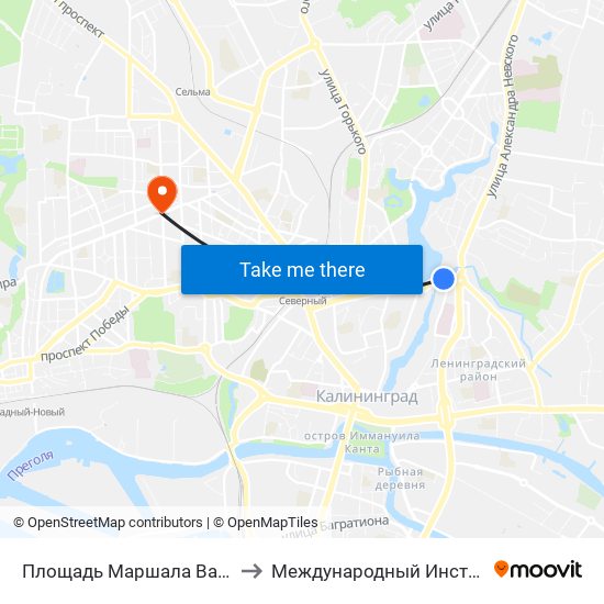 Площадь Маршала Василевского (Из Центра) to Международный Институт Экономики и Права map