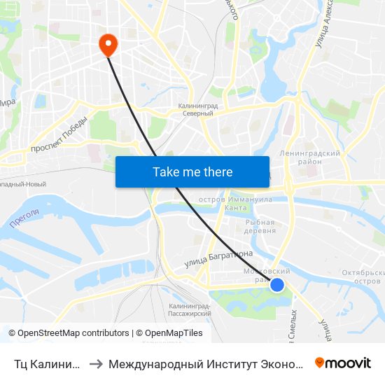 Тц Калининский to Международный Институт Экономики и Права map