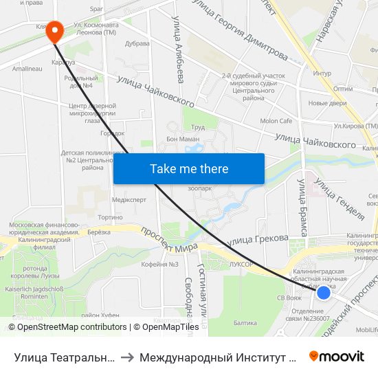 Улица Театральная (В Центр) to Международный Институт Экономики и Права map