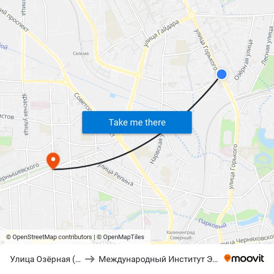 Улица Озёрная (Из Центра) to Международный Институт Экономики и Права map