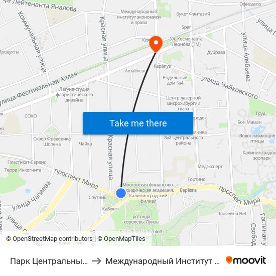 Парк Центральный (Из Центра) to Международный Институт Экономики и Права map