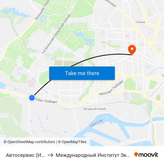 Автосервис (Из Центра) to Международный Институт Экономики и Права map