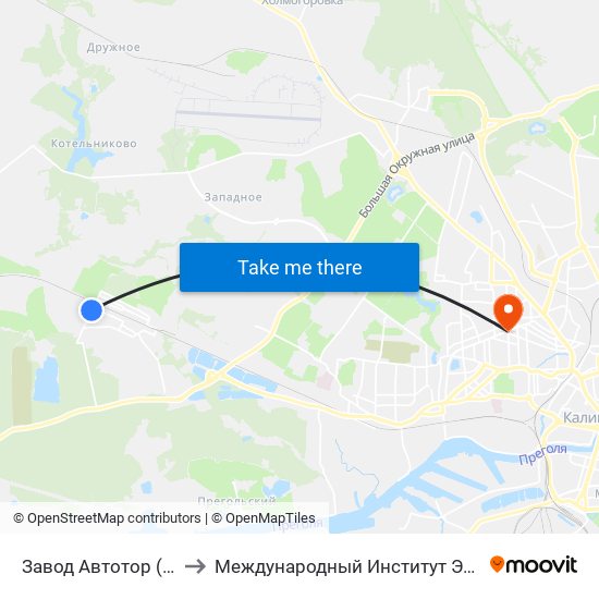 Завод Автотор (Из Центра) to Международный Институт Экономики и Права map