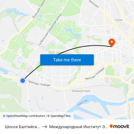 Шоссе Балтийское (В Центр) to Международный Институт Экономики и Права map