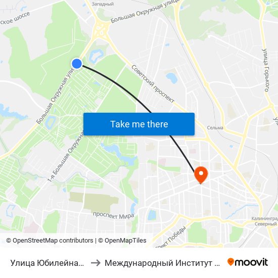 Улица Юбилейная (Из Центра) to Международный Институт Экономики и Права map