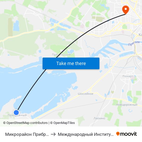 Микрорайон Прибрежный (В Центр) to Международный Институт Экономики и Права map