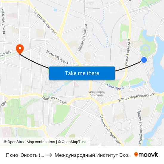 Пкио Юность (В Центр) to Международный Институт Экономики и Права map