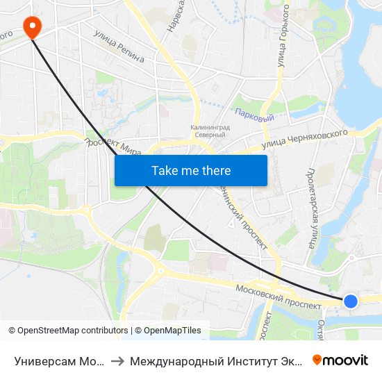 Универсам Московский to Международный Институт Экономики и Права map