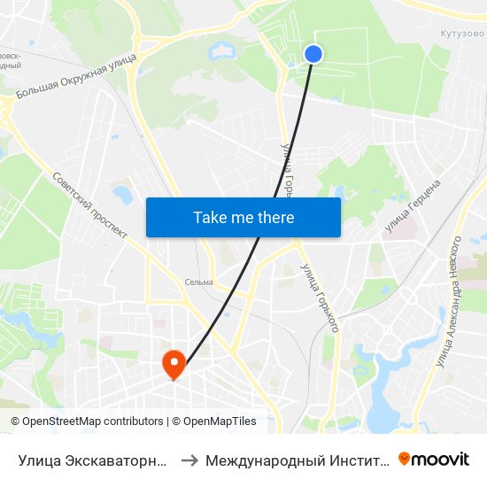 Улица Экскаваторная (По Требованию) to Международный Институт Экономики и Права map