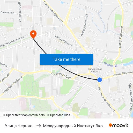 Улица Черняховского to Международный Институт Экономики и Права map