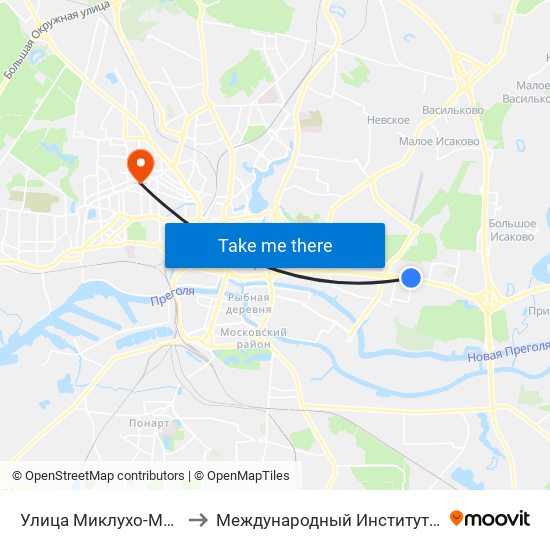Улица Миклухо-Маклая (В Центр) to Международный Институт Экономики и Права map