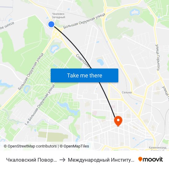 Чкаловский Поворот (Троллейбус) to Международный Институт Экономики и Права map