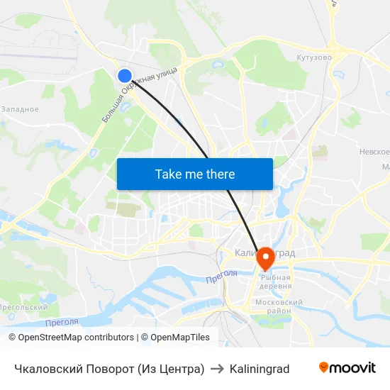Чкаловский Поворот (Из Центра) to Kaliningrad map