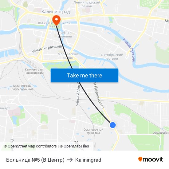 Больница №5 (В Центр) to Kaliningrad map