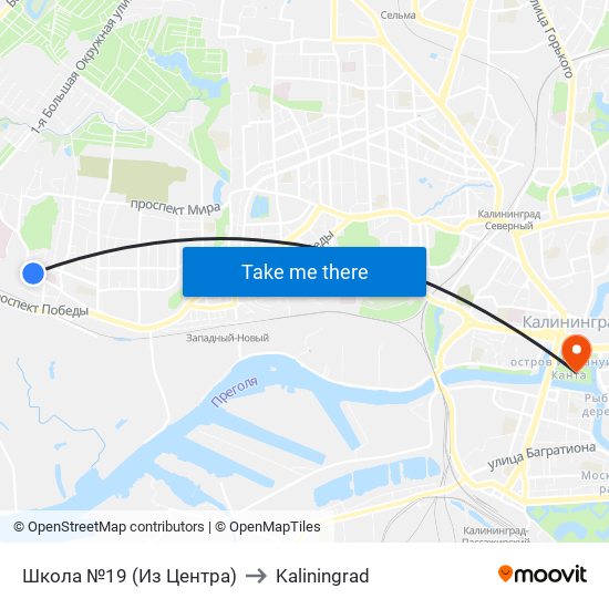 Школа №19 (Из Центра) to Kaliningrad map