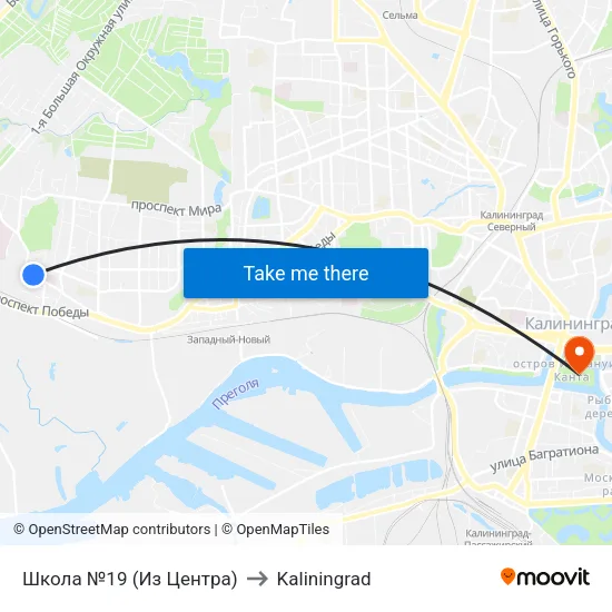 School 19 (Outbound) to Kaliningrad map