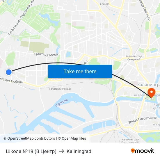 Школа №19 (В Центр) to Kaliningrad map