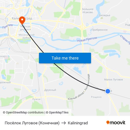 Посёлок Луговое (Конечная) to Kaliningrad map