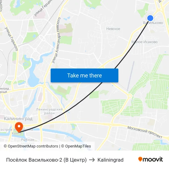 Посёлок Васильково-2 (В Центр) to Kaliningrad map