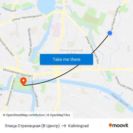 Улица Стрелецкая (В Центр) to Kaliningrad map