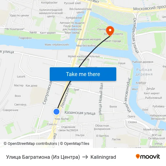 Bagration Street (Outbound) to Kaliningrad map