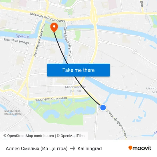 Аллея Смелых (Из Центра) to Kaliningrad map