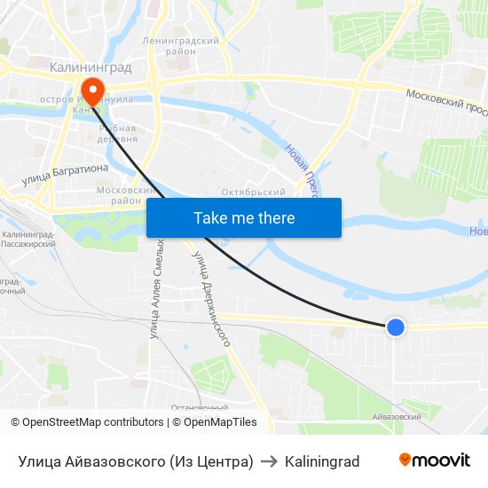 Улица Айвазовского (Из Центра) to Kaliningrad map