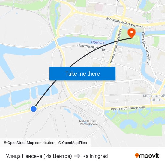 Улица Нансена (Из Центра) to Kaliningrad map
