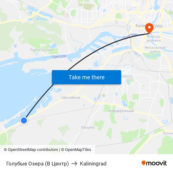Голубые Озера (В Центр) to Kaliningrad map