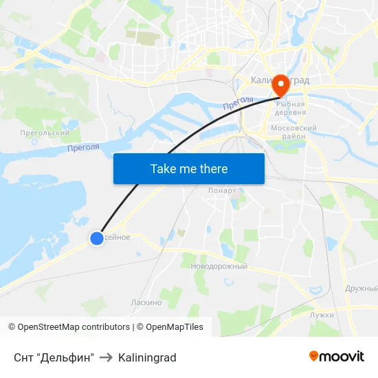 Снт "Дельфин" to Kaliningrad map