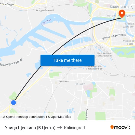 Улица Щепкина (В Центр) to Kaliningrad map