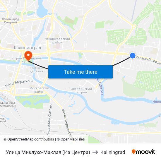 Улица Миклухо-Маклая (Из Центра) to Kaliningrad map