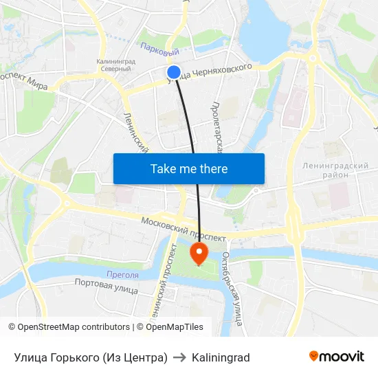 Улица Горького (Из Центра) to Kaliningrad map