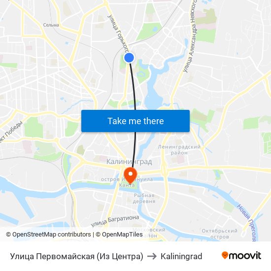 Улица Первомайская (Из Центра) to Kaliningrad map