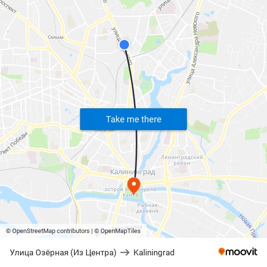 Улица Озёрная (Из Центра) to Kaliningrad map